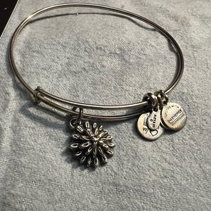 Alex and Ani Water Lily Silver Charm Bracelet adjustable Bangle
